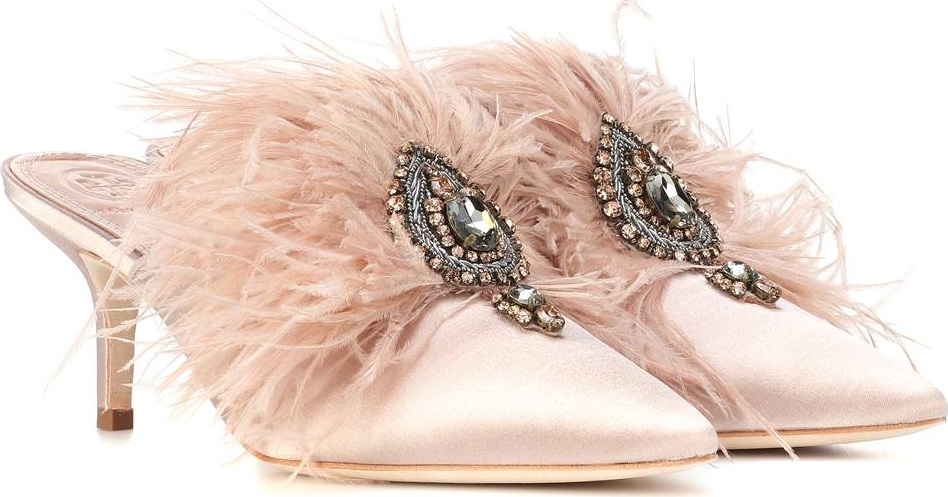 Tory Burch Elodie embellished satin mules