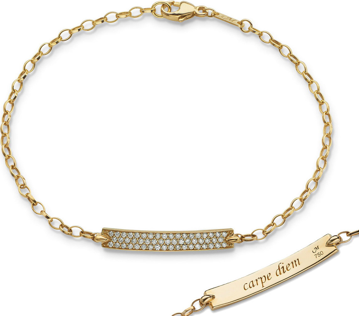 Monica Rich Kosann Petite Poesy Diamond ID Bracelet in 18K Yellow Gold