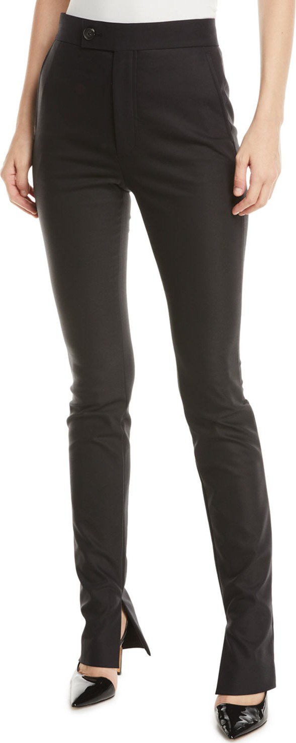 Helmut Lang Femme Lo High-Waist Split Cigarette Pants