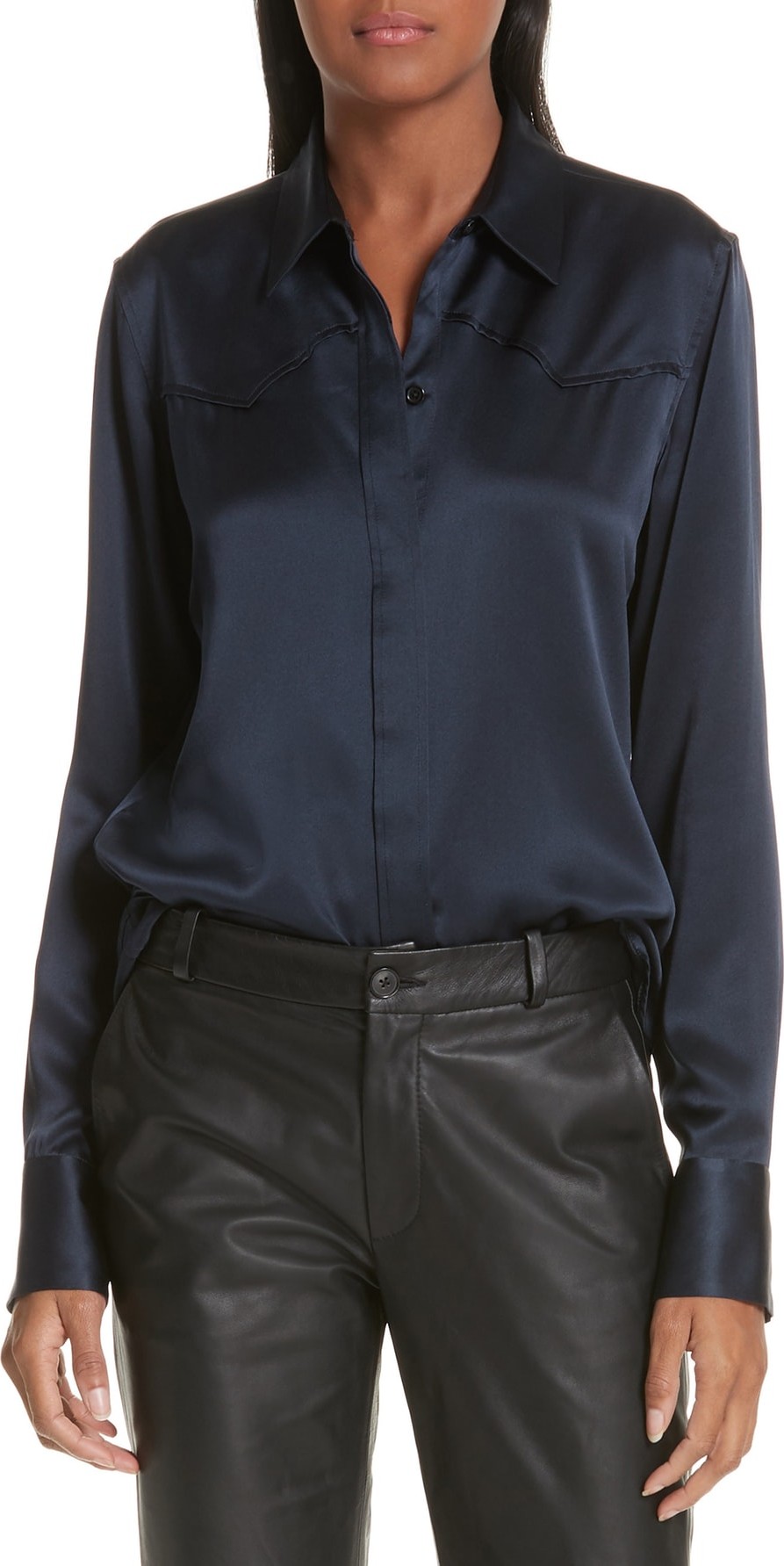 Nili Lotan Mica Silk Satin Shirt