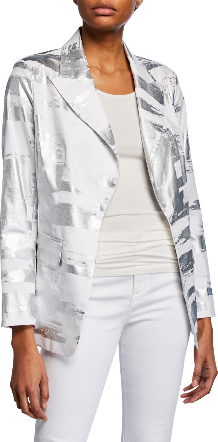 Berek Notched Collar Foil Blazer