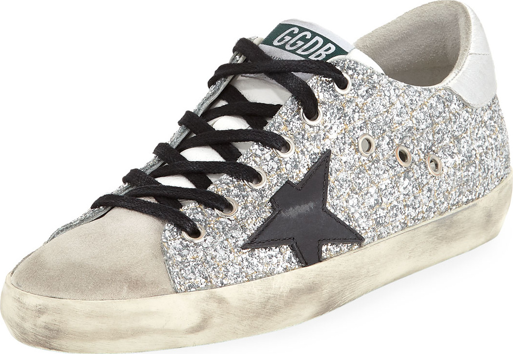 Golden Goose Deluxe Brand Superstar Glitter Fabric & Suede Low-Top Sneaker