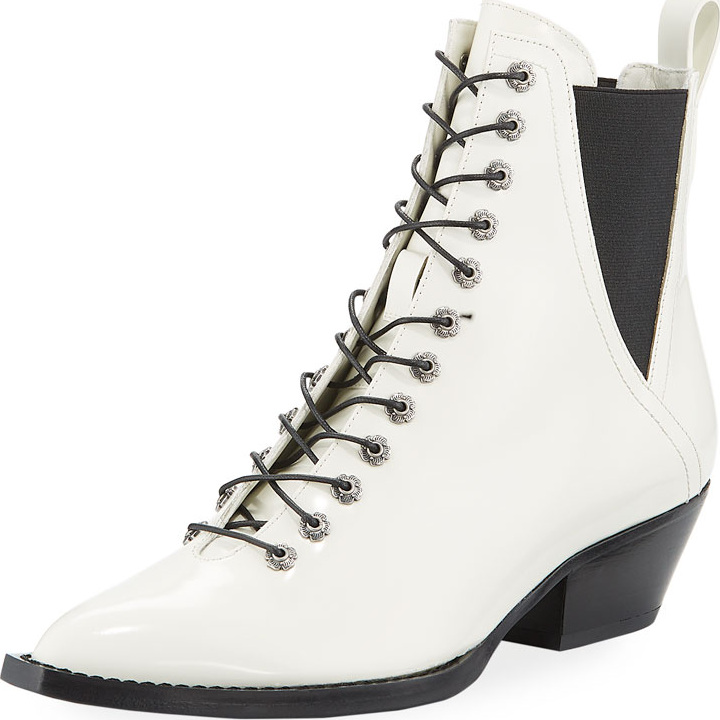 COACH Patent Leather Lace-Up Booties