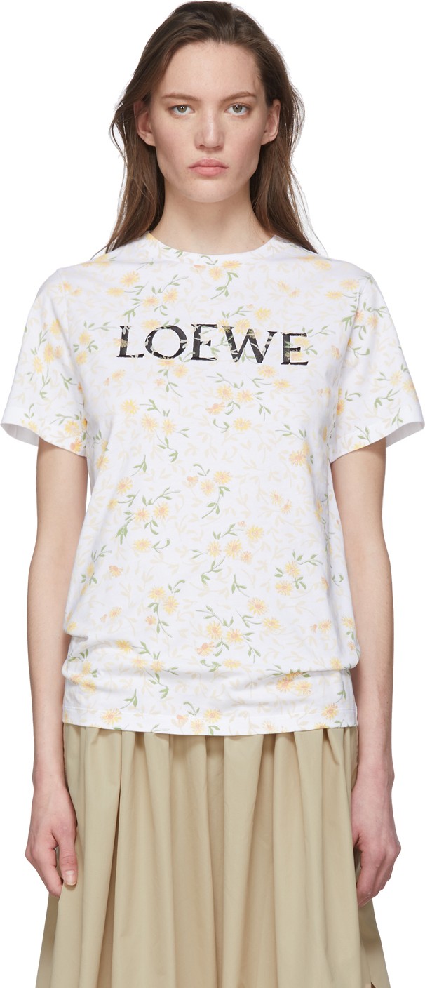 LOEWE White Floral Logo T-Shirt