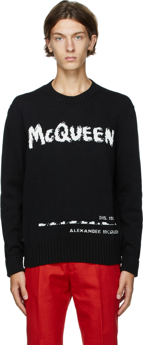 Alexander McQueen - Black & White Intarsia Logo Sweater