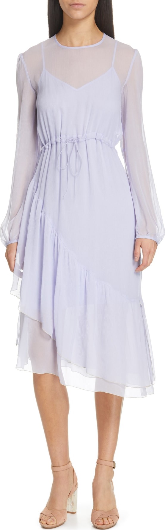 See By Chloé Asymmetrical Silk Midi Dress