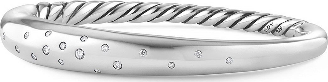 David Yurman 95mm Pure Form Smooth Bracelet with Diamonds