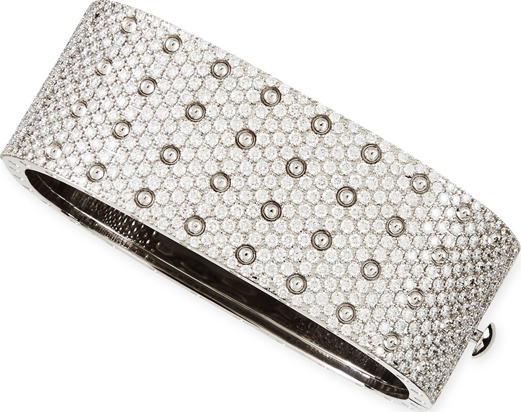 Roberto Coin Pois Moi 18k White Gold & White Diamond 4-Row Bangle