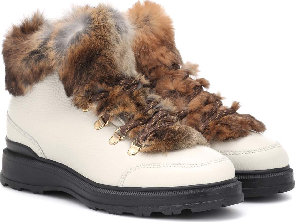 Woolrich Fur-trimmed leather ankle boots