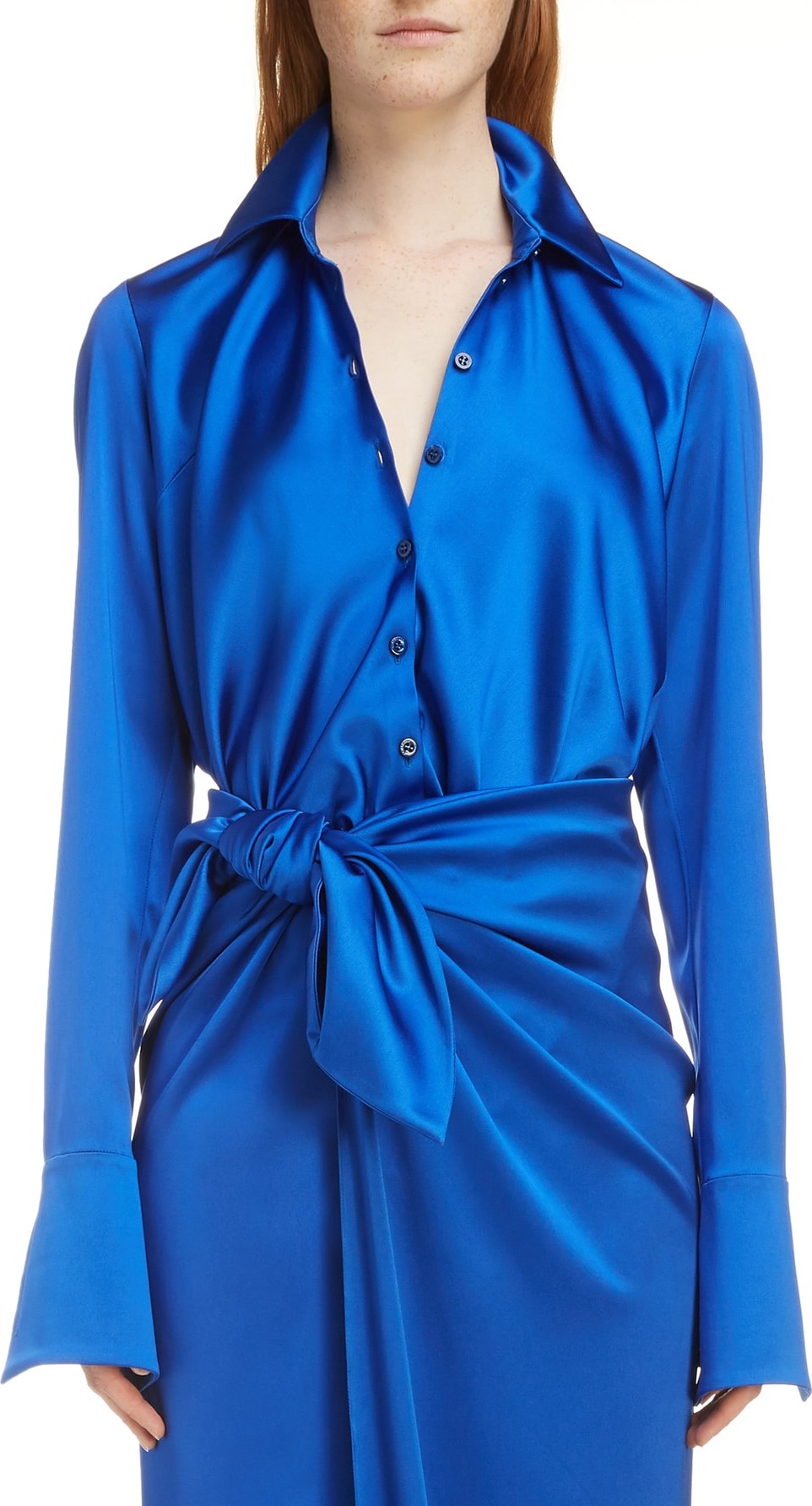 Balenciaga Stretch Satin Drape Back Shirt