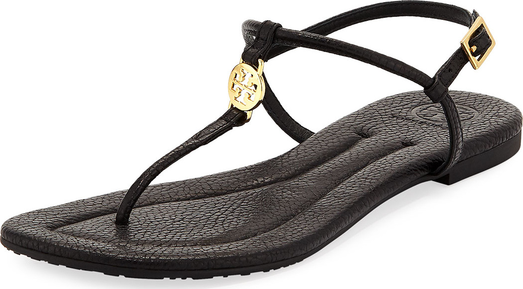 Tory Burch Emmy Flat Crackled Leather Sandal