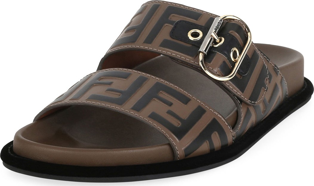 Fendi Leather FF Slide Sandals
