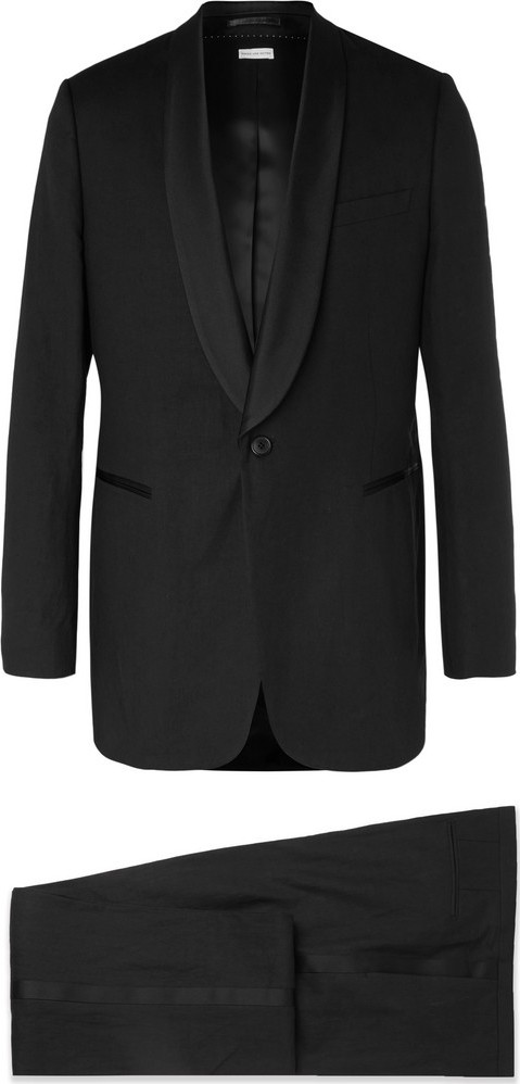 Dries Van Noten Black Slim-Fit Satin-Trimmed Linen and Cotton-Blend Tuxedo