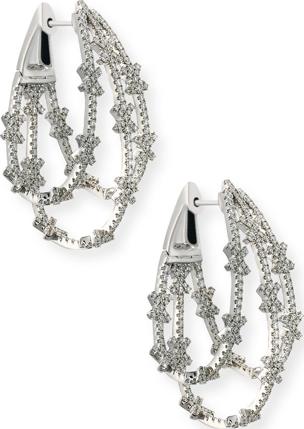 Bessa Looped 18K White Gold & Diamond X Hoop Earrings