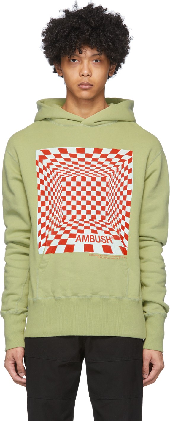 Ambush Green Checkered Print Hoodie