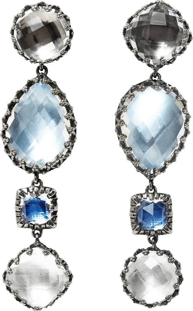 Larkspur & Hawk Sadie Four-Drop Earrings in Multi-Blue Foil