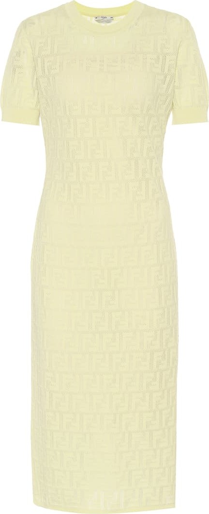 Fendi Cotton-blend knit midi dress