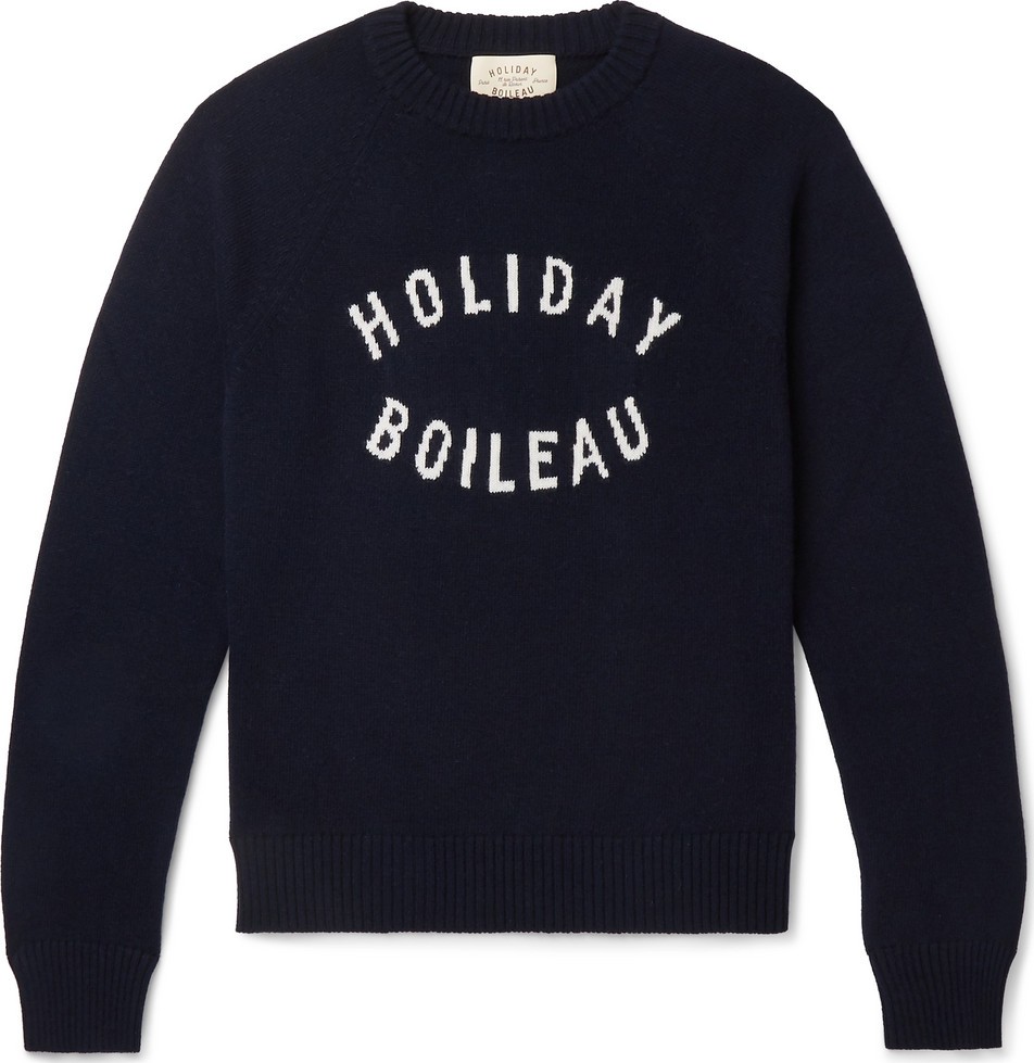 Holiday Boileau Slim-Fit Logo-Intarsia Merino Wool Sweater