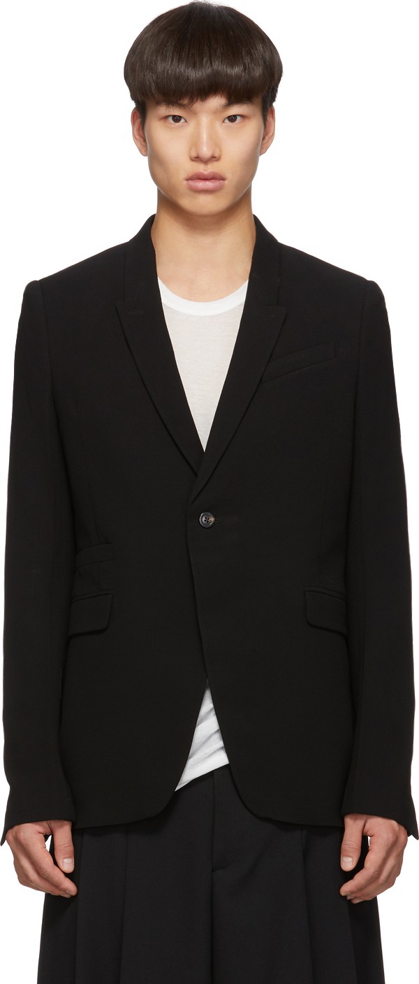 Rick Owens Black Wool Long Soft Blazer