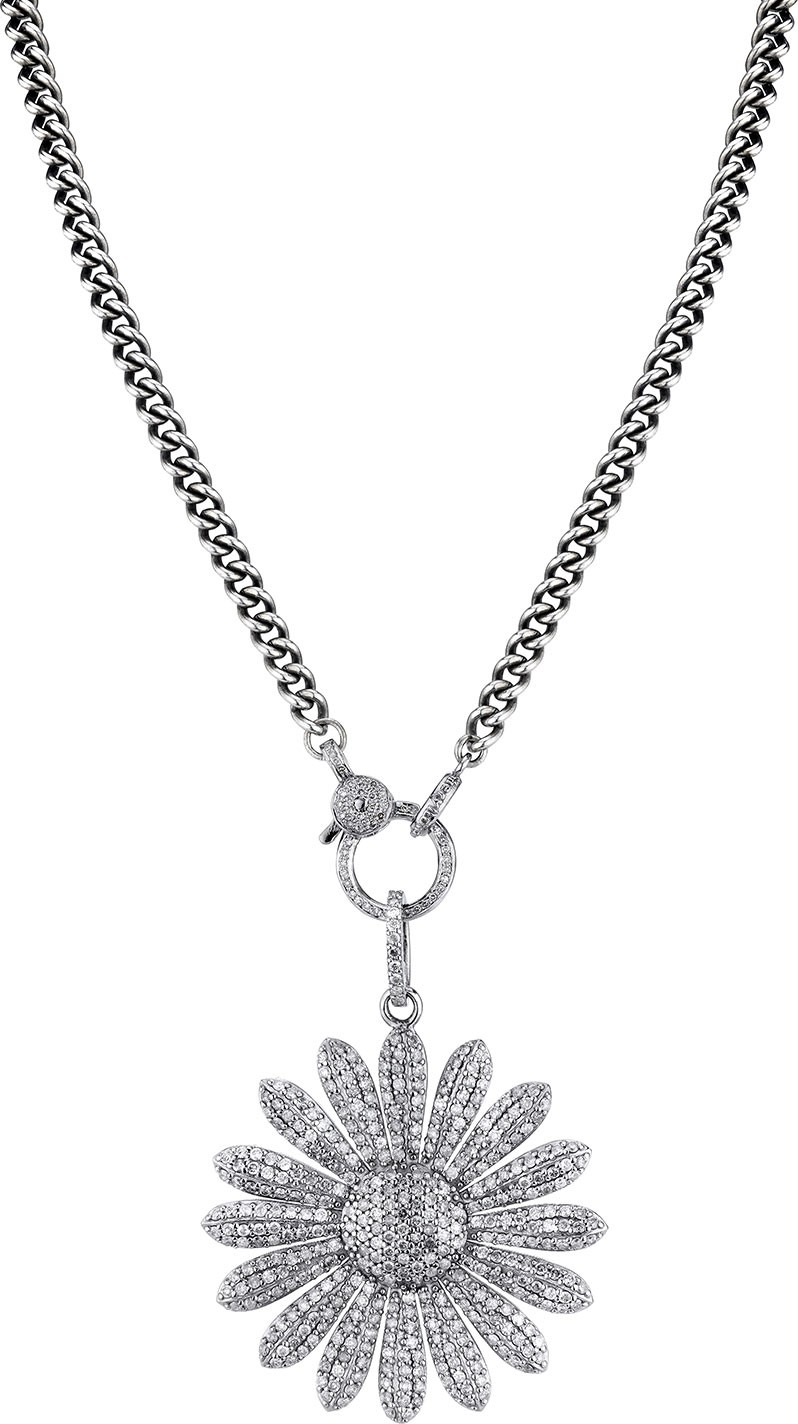 Sheryl Lowe Daisy Diamond Pave Pendant Necklace, 40"