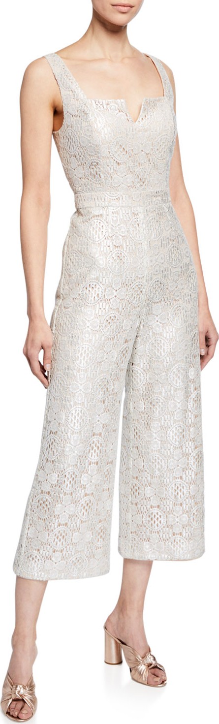 Trina Turk Adventure Boardwalk Lace Sleeveless Cropped Jumpsuit