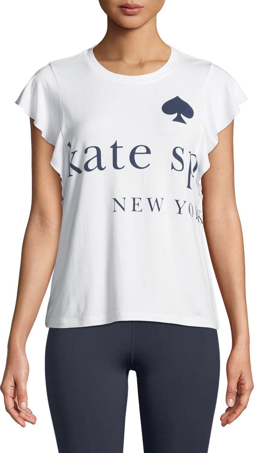 Kate Spade New York flutter-sleeve graphic logo tee