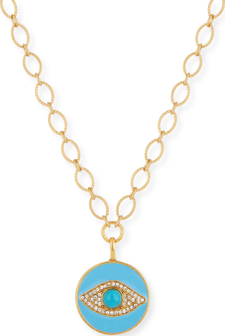 Sequin Evil Eye Talisman Necklace w/ Crystals