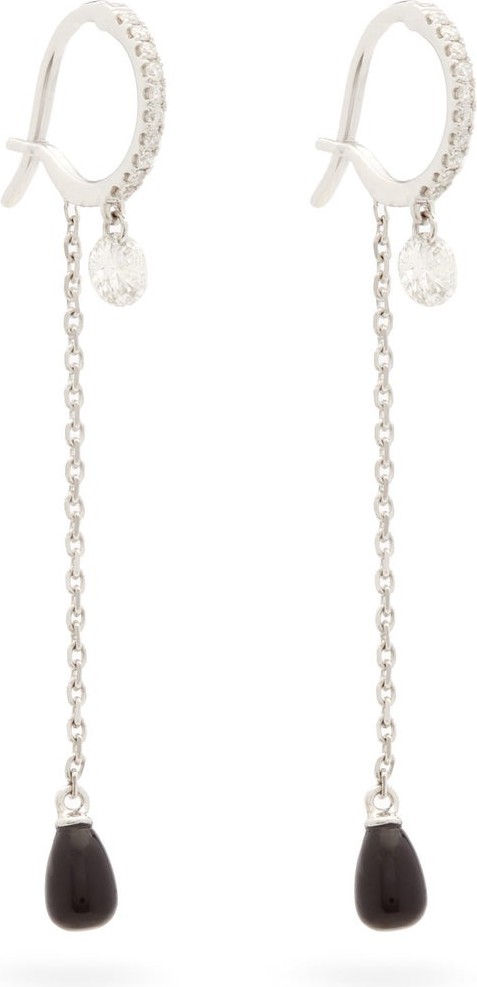 Raphaele Canot Set Free diamond, onyx & silver hoop earrings