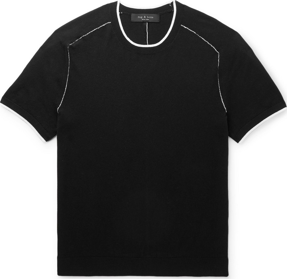 Rag & Bone Evens Contrast-Tipped Cotton, Silk and Cashmere-Blend T-Shirt