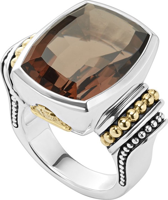 LAGOS 20mmm Caviar Color Smoky Quartz Ring, Size 7