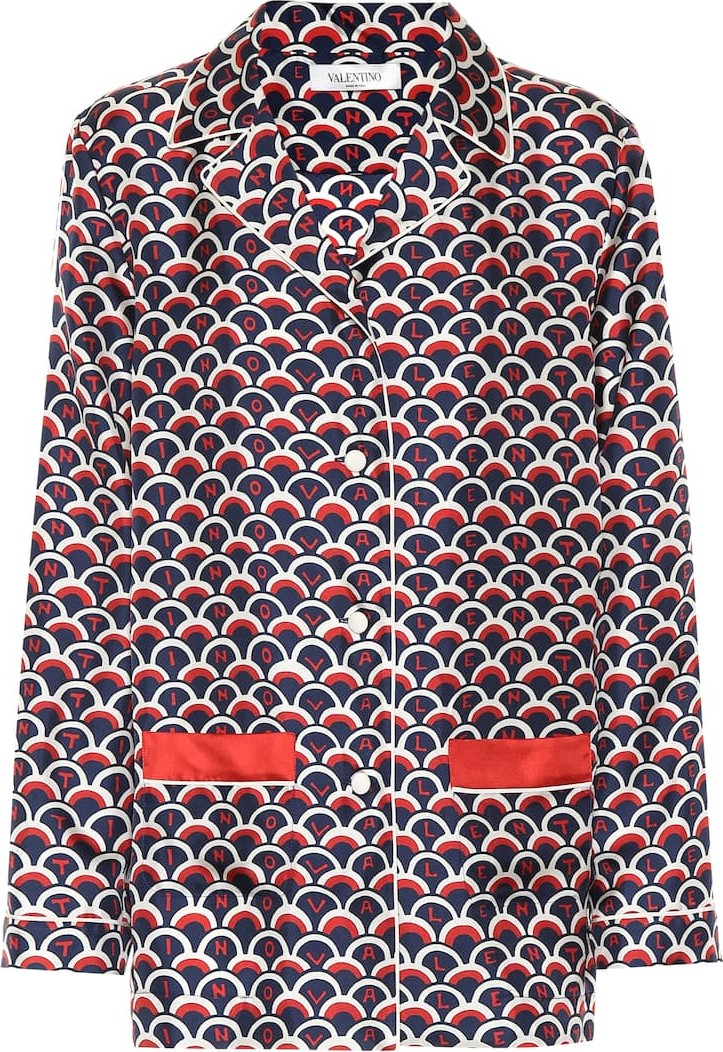 Valentino Printed silk twill pajama shirt