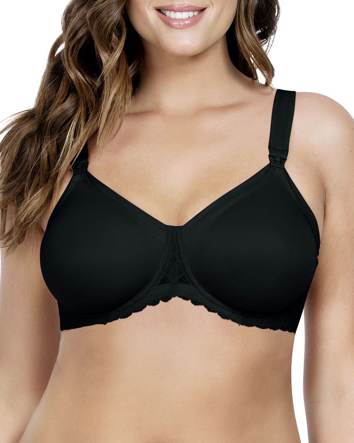 Parfait Leila Lace-Trim Full-Cup Nursing Bra, Black