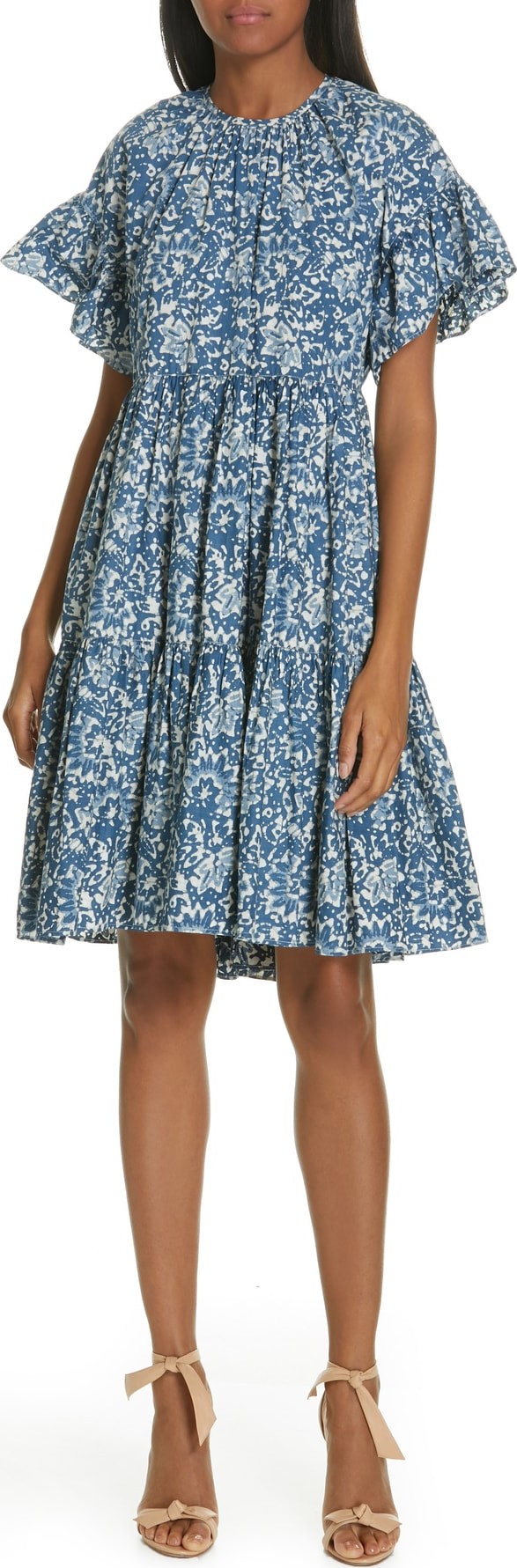 Ulla Johnson Rosemarie Floral Print Tiered Minidress