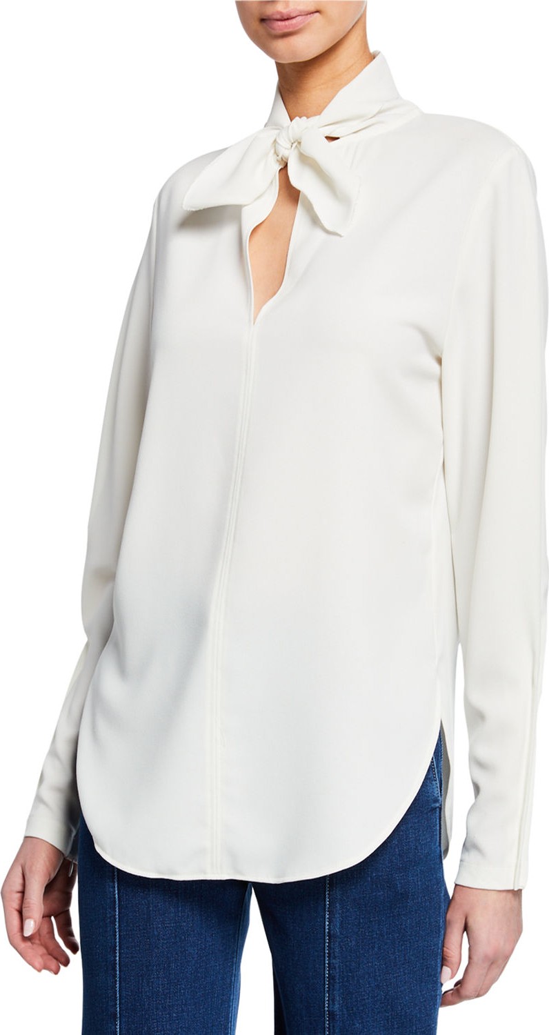 See By Chloé Tie-Neck Long-Sleeve Blouse