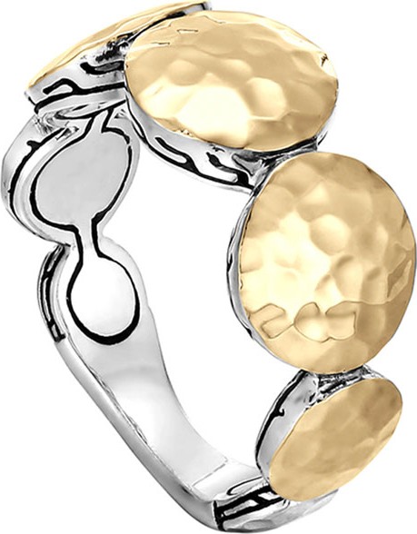 John Hardy Palu Gold & Silver Round Disc Ring, Size 7