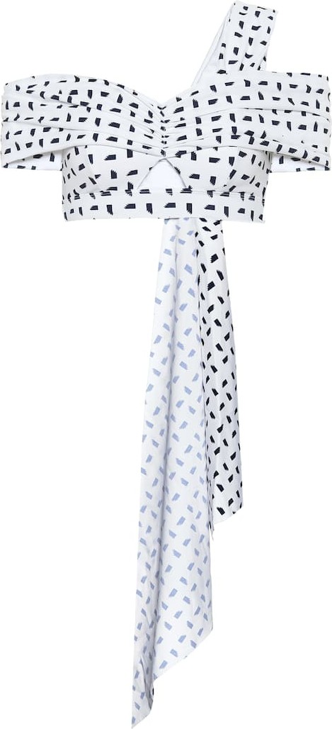 Self Portrait Printed one-shoulder bikini top Self Portrait Printed one-shoulder bikini top