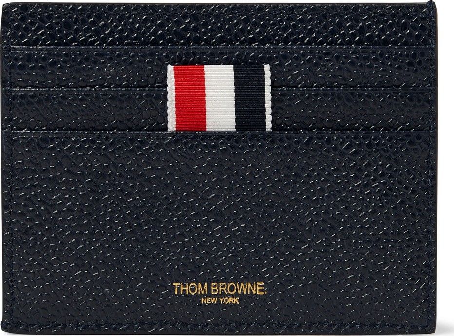 Thom Browne Striped Grosgrain-Trimmed Pebble-Grain Leather Cardholder