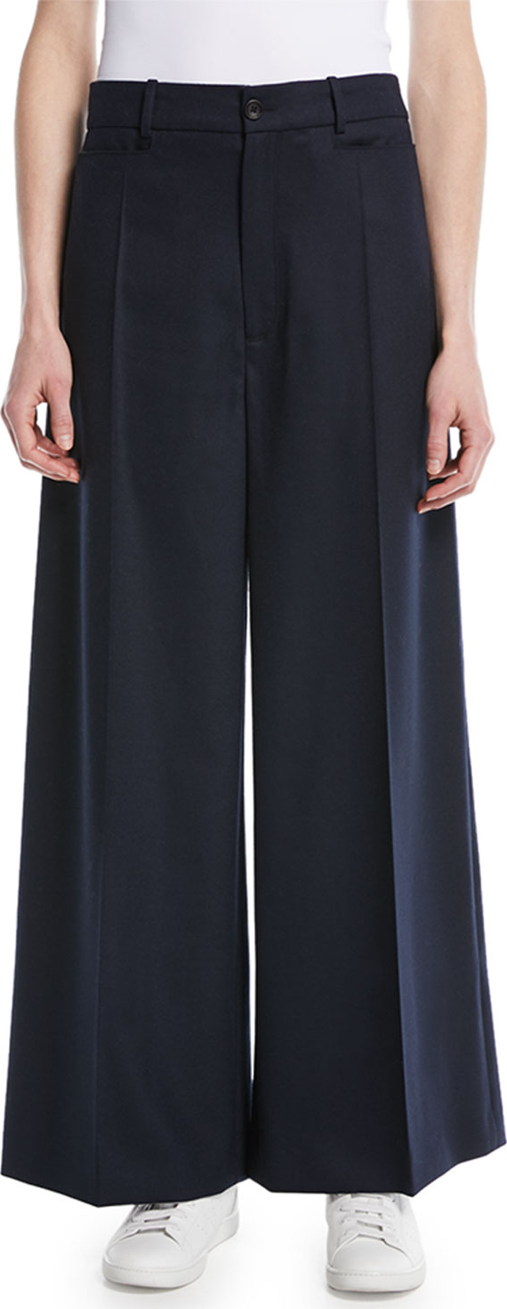 Joseph Dana Wide-Leg Stretch-Flannel Pants