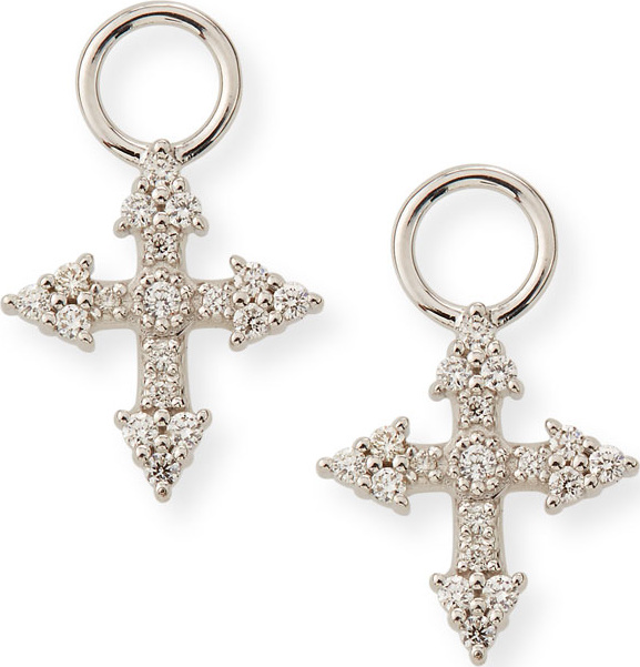 Jude Frances 18k Provence Tiny Cross Diamond Earring Charms