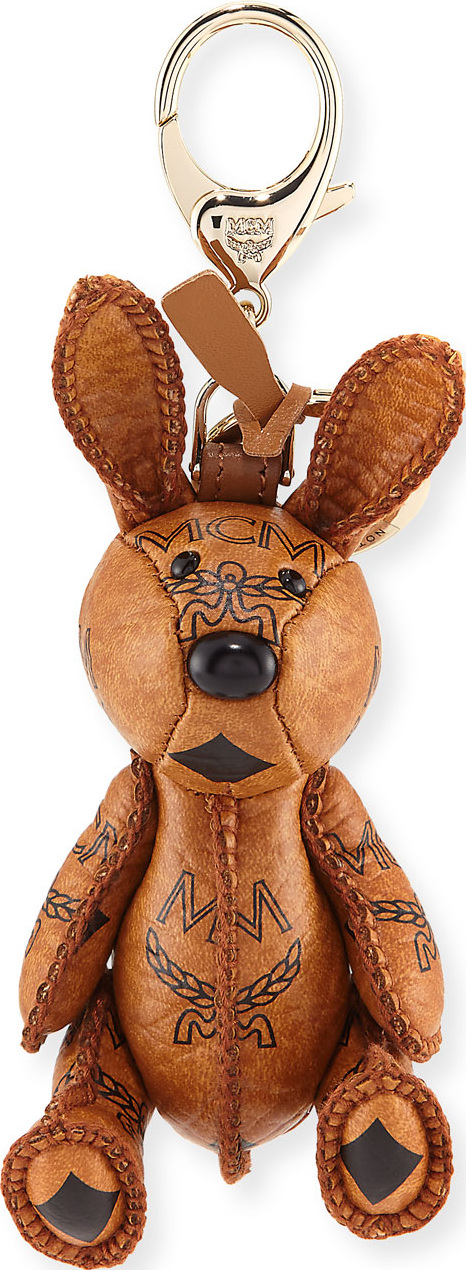 MCM Visetos Rabbit Handbag Charm, Cognac