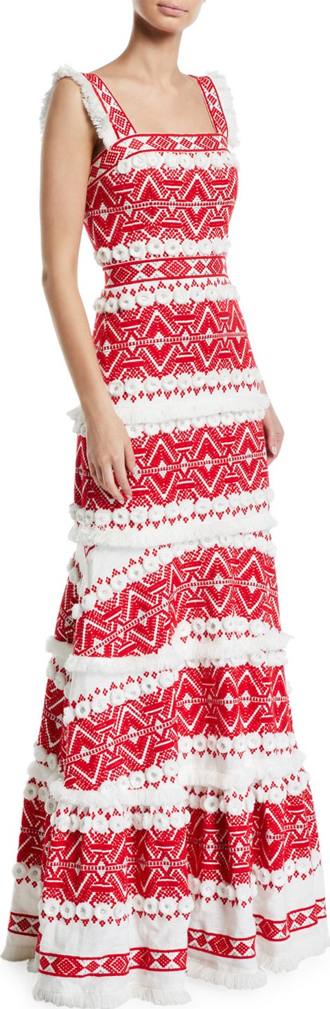 Alexis Leonora Embroidered Sleeveless Long Dress