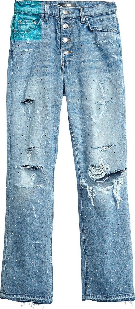 Amiri crystal studded straight jean