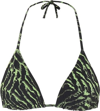 Ganni Tiger-print bikini top