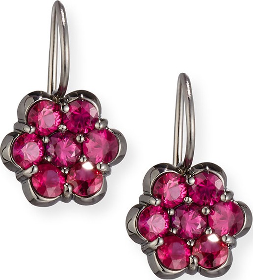 Bayco 18K Black Gold & Ruby Floral Drop Earrings