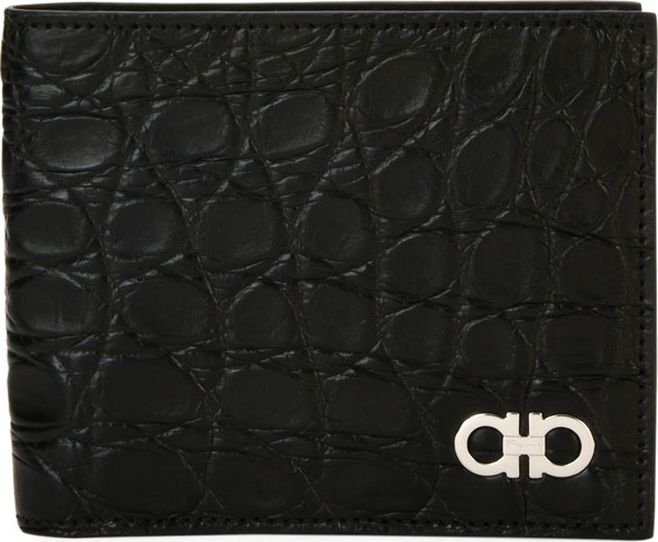 Salvatore Ferragamo Men's Crocodile 8-Card Bi-Fold Wallet