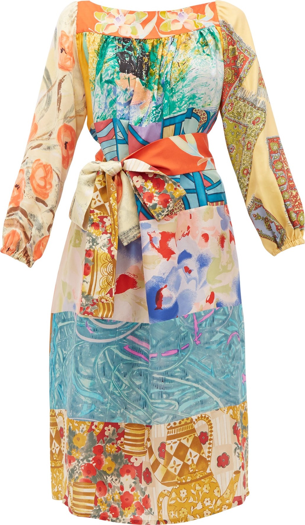 Rianna + Nina Abstract-print vintage-silk midi dress