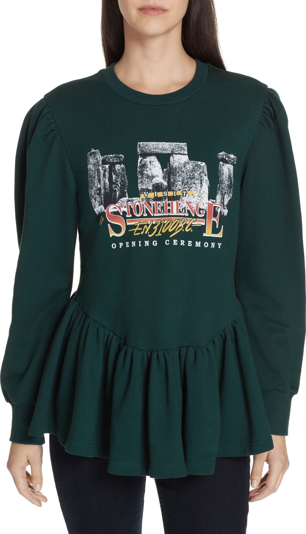 Opening Ceremony Stonehenge Graphic Peplum Sweatshirt