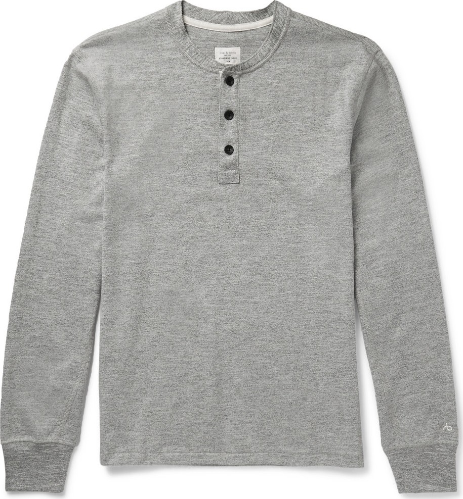 Rag & Bone Slim-Fit Mélange Cotton-Blend Jersey Henley T-Shirt