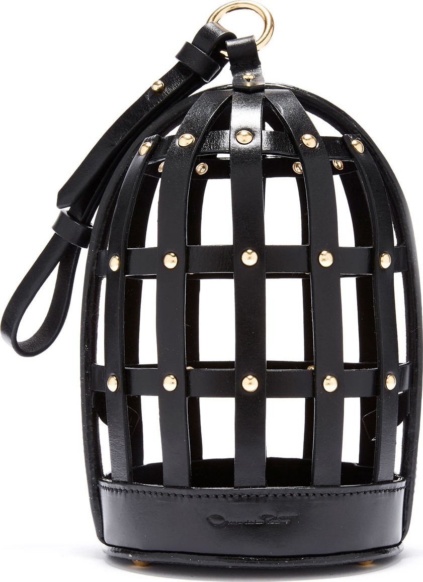 Oscar De La Renta Bird Cage Leather Shoulder Bag