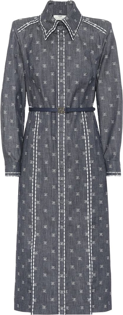 Fendi Karligraphy cotton drill shirt dress